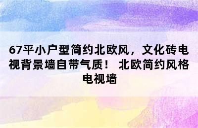 67平小户型简约北欧风，文化砖电视背景墙自带气质！ 北欧简约风格电视墙